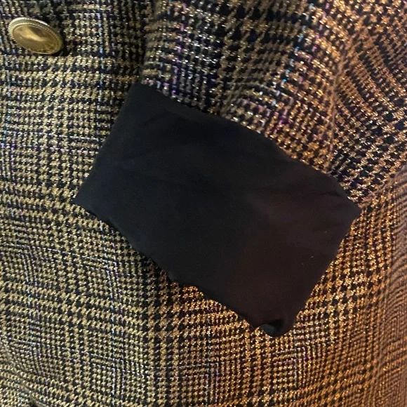 Nine West Brown Plaid Blazer with Gold Buttons - Picture 5 of 14